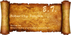 Boberity Toszka névjegykártya
